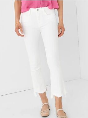 Frame Denim White Le Crop Mini Boot Raw-Hem Jeans Size 30